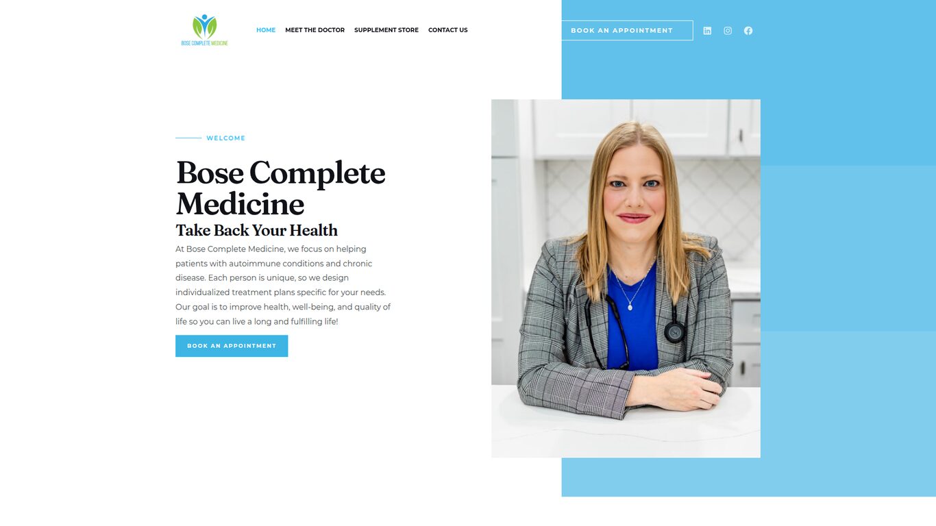 Bose Complete Medicine website designed by Webteqno — Healthcare / Naturopathic & Functional Medicine in Schaumburg, Illinois, USA