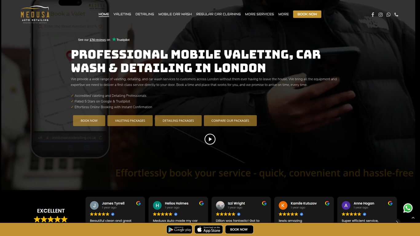 Medusa Auto Detailing Ltd website designed by Webteqno — Mobile Car Detailing in Harrow, London, UK