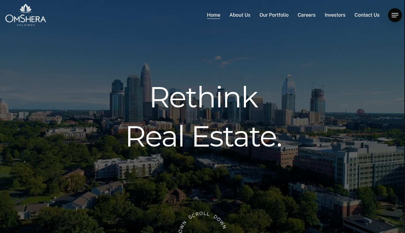OmShera Holdings website designed by Webteqno — Commercial Real Estate in Charlotte, North Carolina, USA