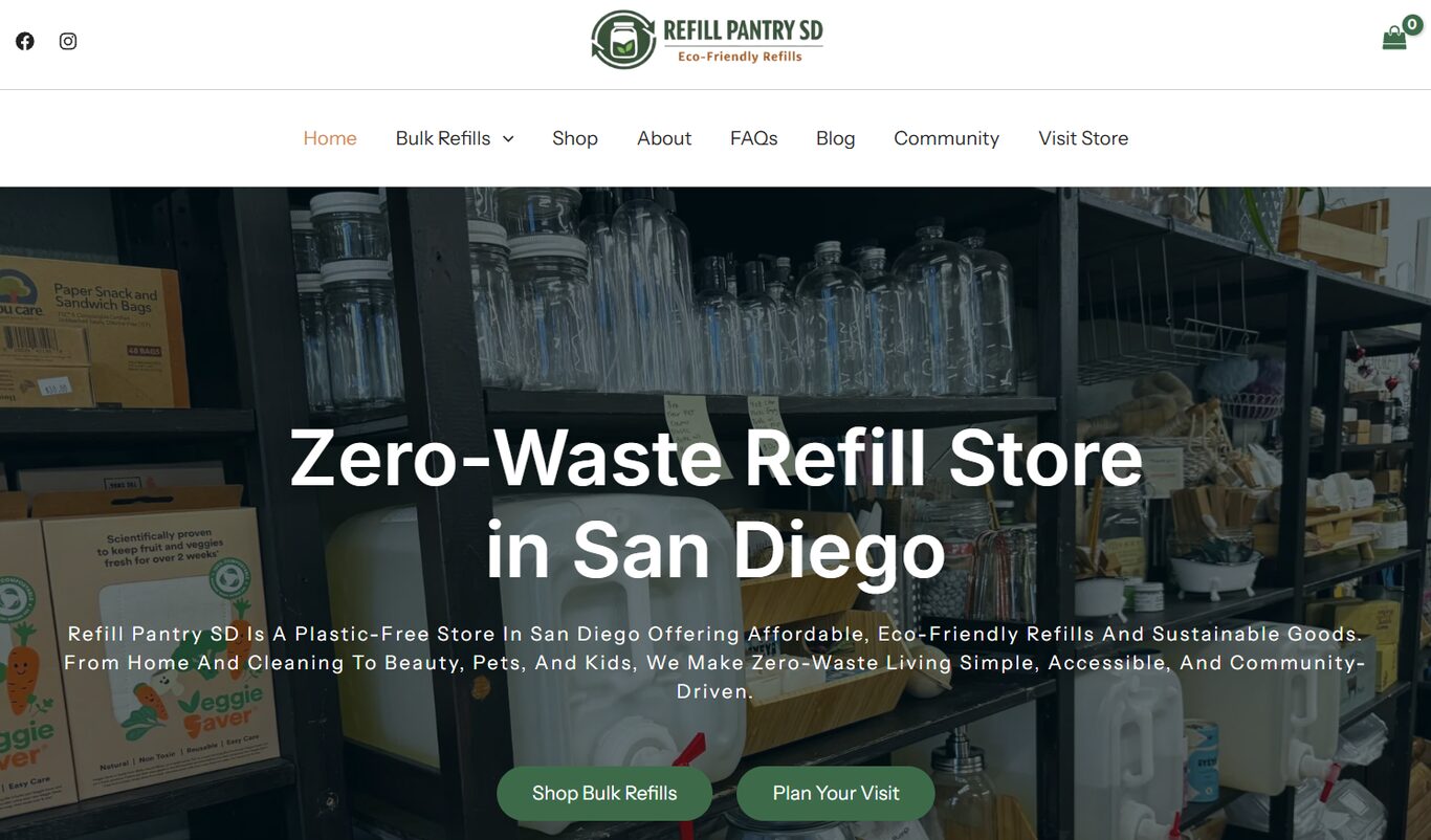 Refill Pantry SD website designed by Webteqno — Zero-Waste Retail in San Diego, California, USA