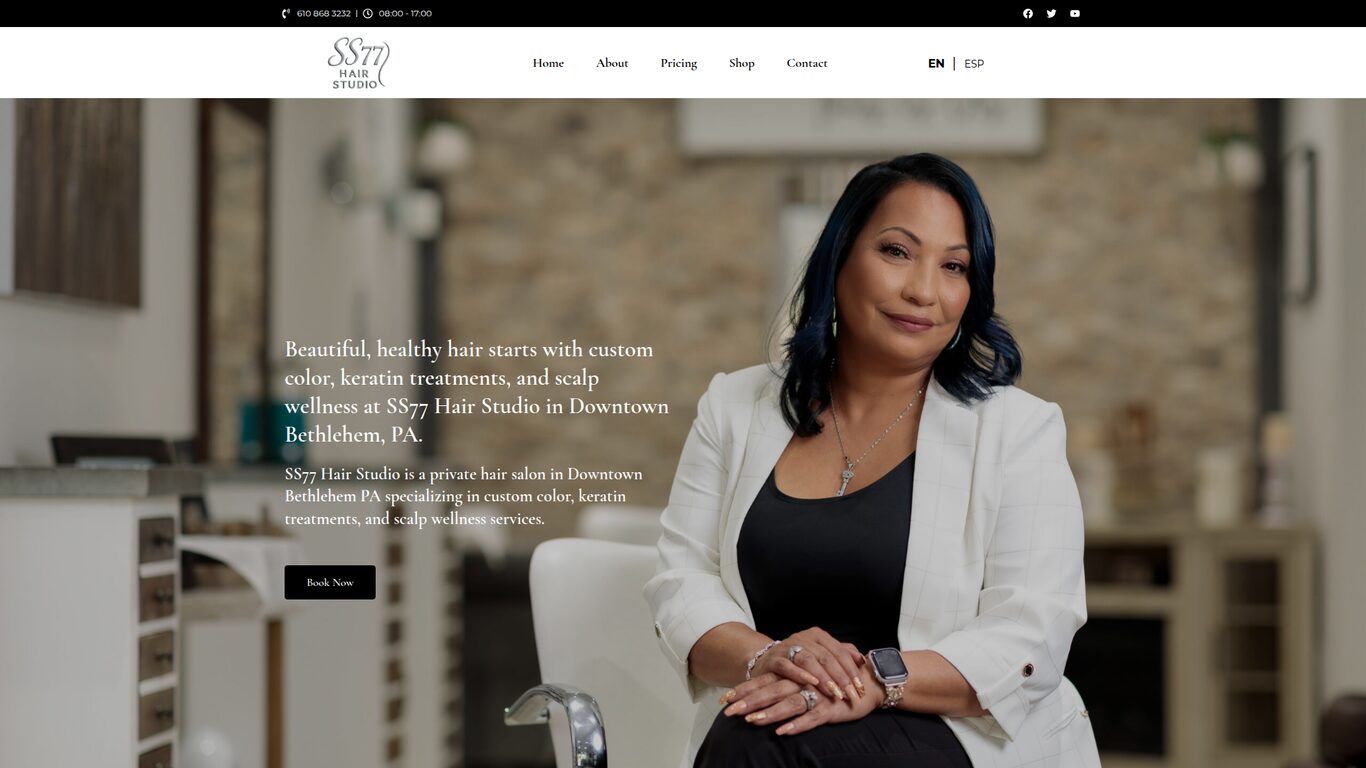 SS77 Hair Studio website designed by Webteqno — Hair Salon / Beauty in Bethlehem, Pennsylvania, USA
