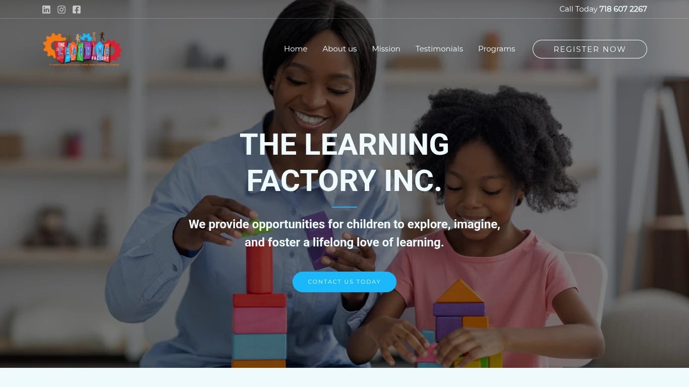 The Learning Factory Inc. website designed by Webteqno — Education / Childcare & Early Learning in Brooklyn, New York, USA